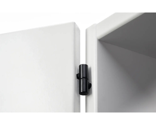 Detailaufnahme einer Scharnierverbindung an einem Schrank