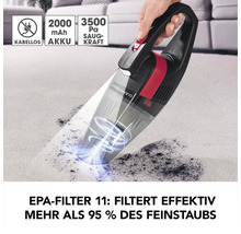 Akkusauger in Anwendung auf einem Teppich
