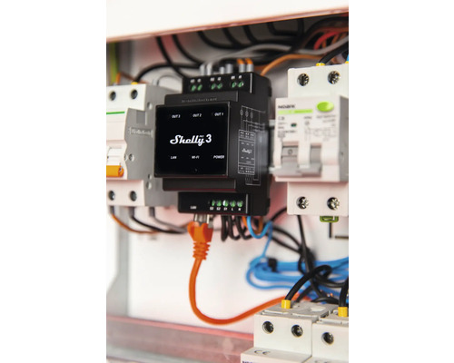 Shelly 3 Energiezähler im Verteilerkasten mit Netzwerkanschluss