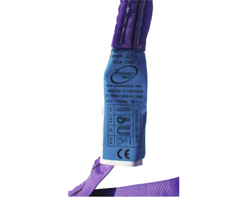 Polyester Hebegurt mit einer Länge von 2,5 Metern und einer Traglast von 1000 Kilogramm