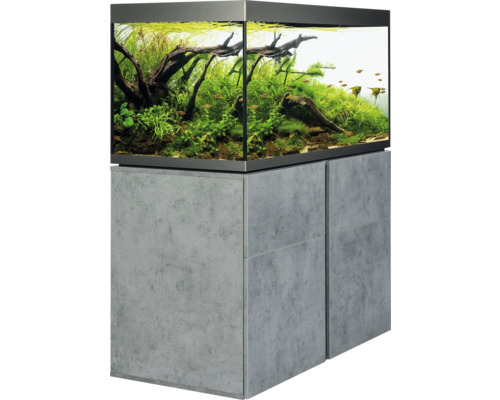 Aquarium mit Unterschrank, bepflanzt und mit Fischen