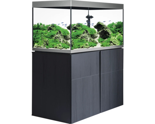 Aquarium mit Unterschrank, inklusive Dekoration, Pflanzen und Fischen