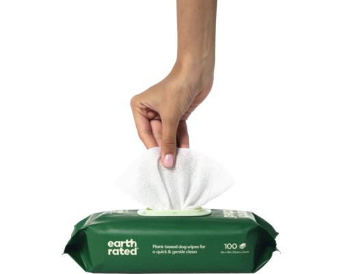 Erde bewertete Hunde Reinigungstücher, pflanzlich, Packung mit 100 Stück