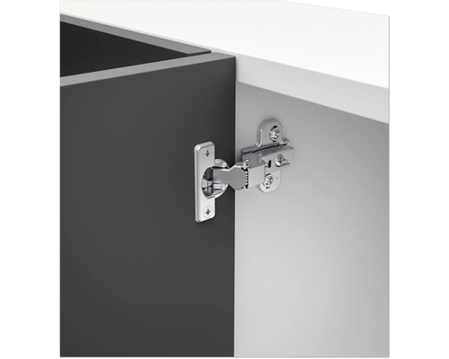 Schranktürscharnier an einem Möbelstück