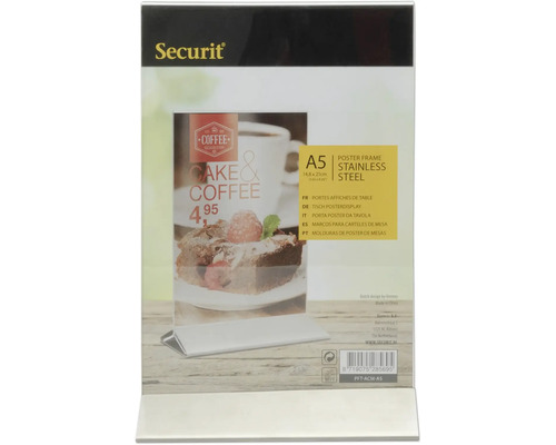 Securit Tisch-Posterdisplay A5 aus Edelstahl