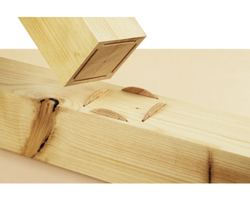 Holzverbindung mit Lamellen und Holzdübel
