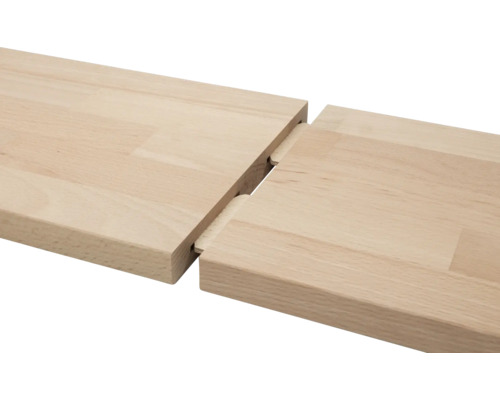 Verbindung von zwei Tischplatten aus Holz mit Nut und Feder