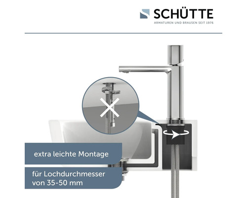 Schütte Wasserhahn mit Darstellung der einfachen Montage