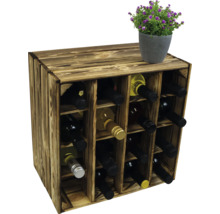 Weinregal aus Holz mit zwölf Fächern und Dekoration