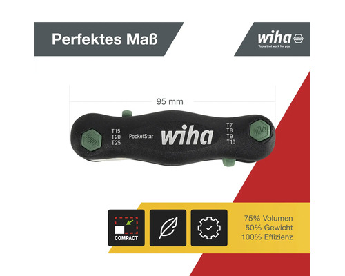 Wiha PocketStar Halter mit Torx Profilen, Länge 95 Millimeter