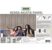 Design Akustik Paneel zur Wandmontage mit Montagehinweisen und Made in EU Siegel