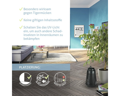 Anwendungsbeispiele für eine Insektenfalle in einem Wohnraum