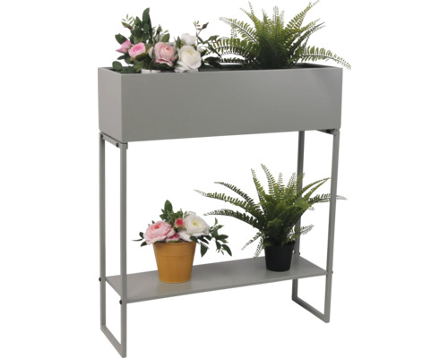 Blumenständer mit zwei Ebenen und Pflanzenbehältern
