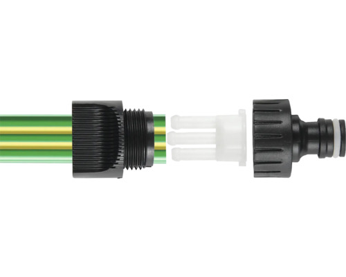 Gartenschlauchverbinder mit Schlauchstück, Kupplung und Dichtungsring