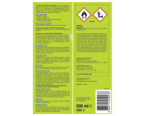Informationen und Warnhinweise zum Wespen Spezialspray