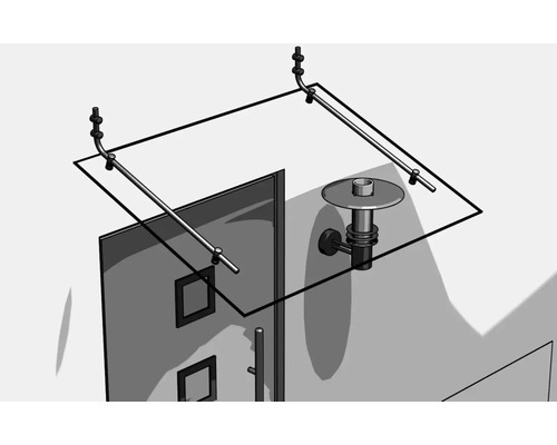 Illustration einer Vordachkonstruktion über einer Tür mit Außenleuchte