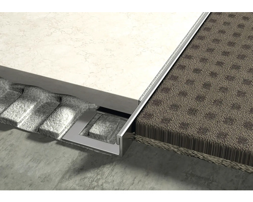 Bodenprofil zwischen Fliesen und Teppich für einen Übergang