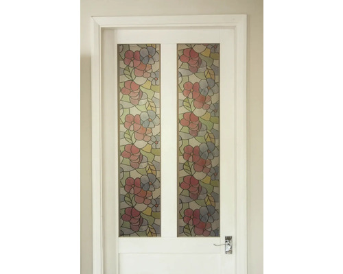 Weiße Tür mit Blumenglasdesign