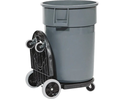 Grauer Mülleimer mit Rollwagen