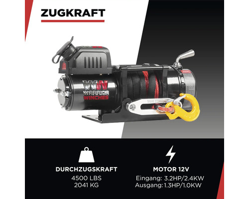 Warrior Winches Zugkraftwinde mit 4500 lbs Zugkraft
