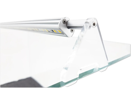 LED-Aquariumleuchte mit Halterung auf Glasplatte