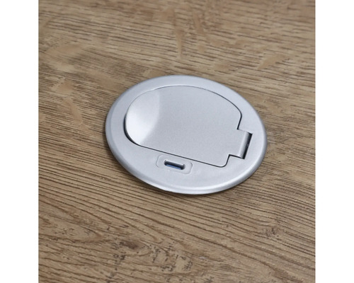 Runde Bodeneinbausteckdose auf Holzboden