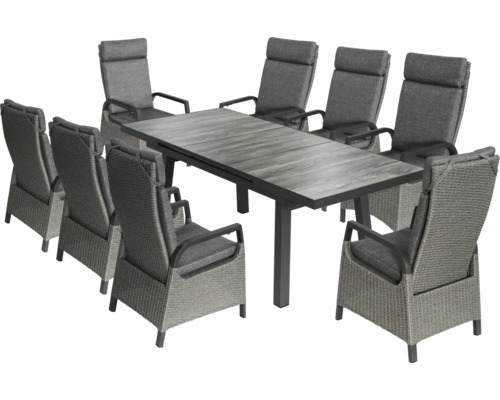 Gartentisch mit acht Stühlen für den Außenbereich