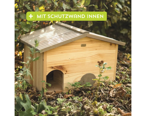 Igelhaus aus Holz mit Innenwand zum Schutz