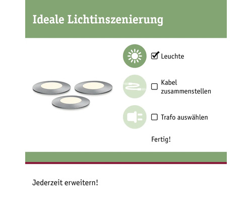 Drei LED-Einbauleuchten und Schritte zur Lichtinstallation