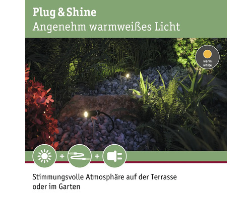 Plug and Shine Gartenbeleuchtung mit warmweissem Licht