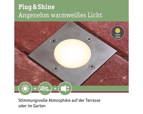Bodeneinbaustrahler mit warmweißem Licht für Terrasse oder Garten