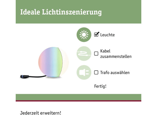 Konzeptdarstellung einer farbigen Leuchte mit zugehörigem Zubehör