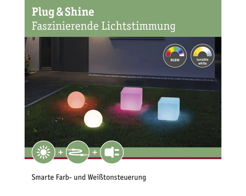 Plug and Shine Gartenleuchten mit Farbwechsel und einstellbarem Weißton