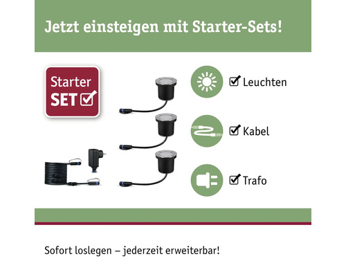 Gartenleuchten Starterset mit Leuchten, Kabel und Transformator