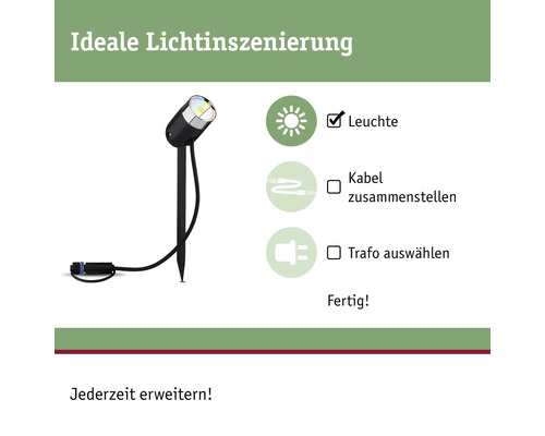 Gartenstrahler mit Erdspieß und Lichtsystem
