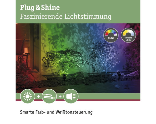 Plug and Shine Gartenbeleuchtung mit Farb- und Weißtonsteuerung