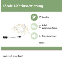 Paulmann Plug & Shine Lichterkette IP44 48x 2 lm 3000 K L 5 m 24V