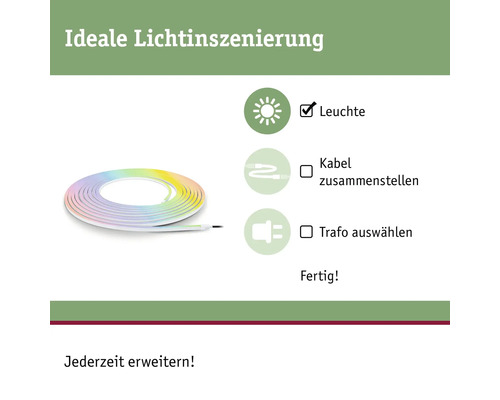 LED-Streifen zur Lichtinszenierung mit Zubehörhinweisen