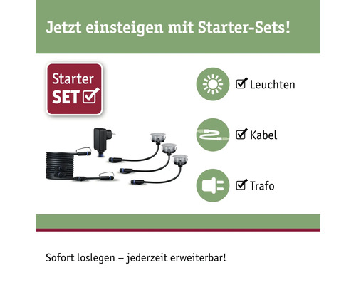 Gartenleuchten Starter Set mit Leuchten, Kabel und Transformator