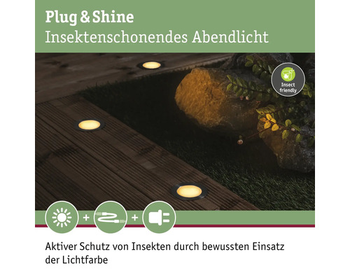 Plug and Shine Insektenschonendes Abendlicht: Bodeneinbaustrahler im Garten mit Insektenschutz