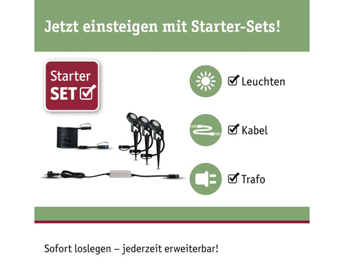 Gartenleuchten Starter Set mit Kabel und Transformator