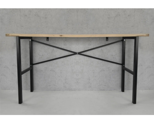 Biertischgestell aus Holz mit schwarzem Metallfuß