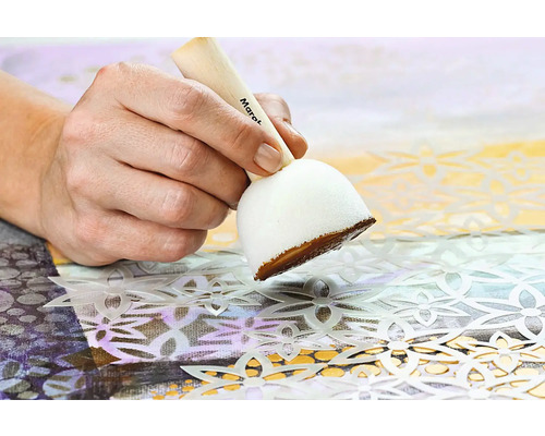 Hand bemalt Leinwand mit Tupfschwamm und Schablone