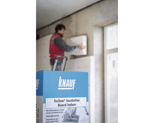 Knauf TecTem Innendämmplatte Produktverpackung vor der Wandmontage
