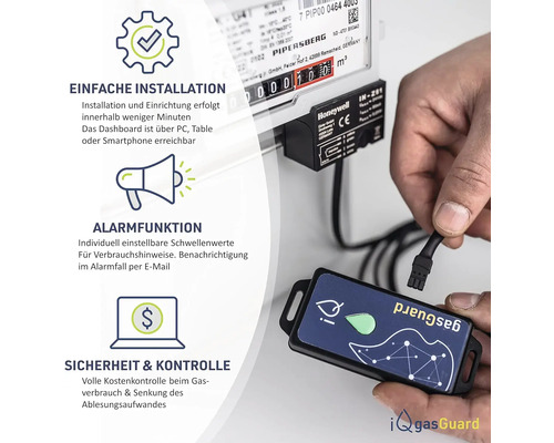 iQ-gasGuard Gaszähler Sensor zur Gasverbrauchskontrolle