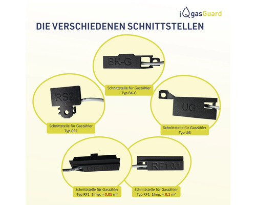 Verschiedene Schnittstellen für Gaszähler der Typen RS2, BK-G, UG und RF1.