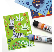Punktfarbe mit Tiermotiven und Farbstiften