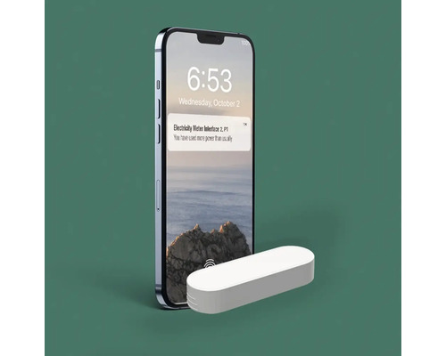 Smartphone mit Benachrichtigung zur Strommesserschnittstelle und Strommessgerät
