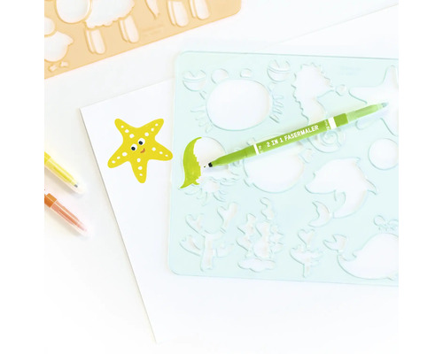 Malvorlage mit Meeresmotiven, Stiften und Papier