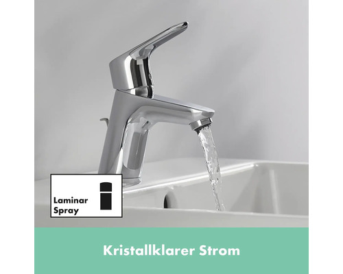 Verchromter Waschtischmischer mit Laminarstrahl